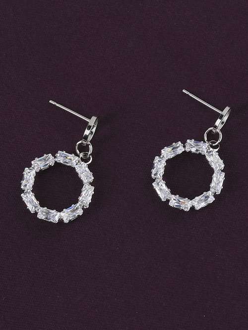 silver metal drop earring - 17194454 - Standard Image - 0