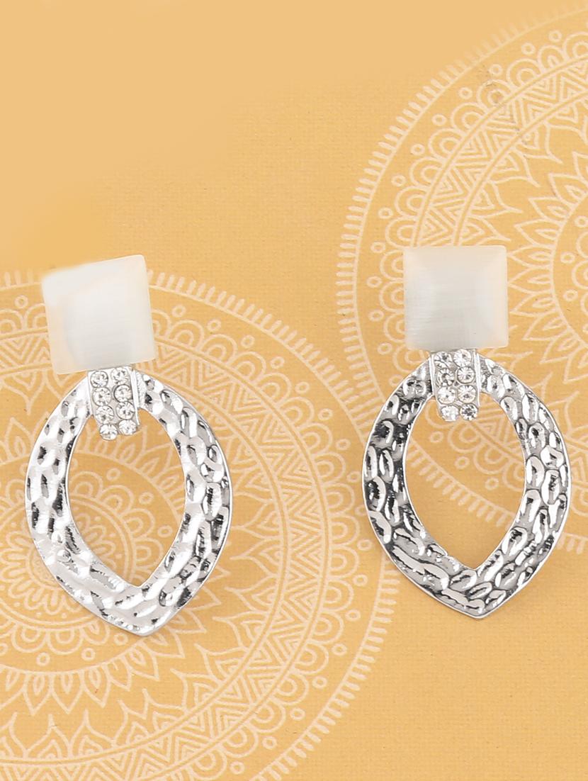 silver metal drop earring - 17194475 -  Zoom Image - 0