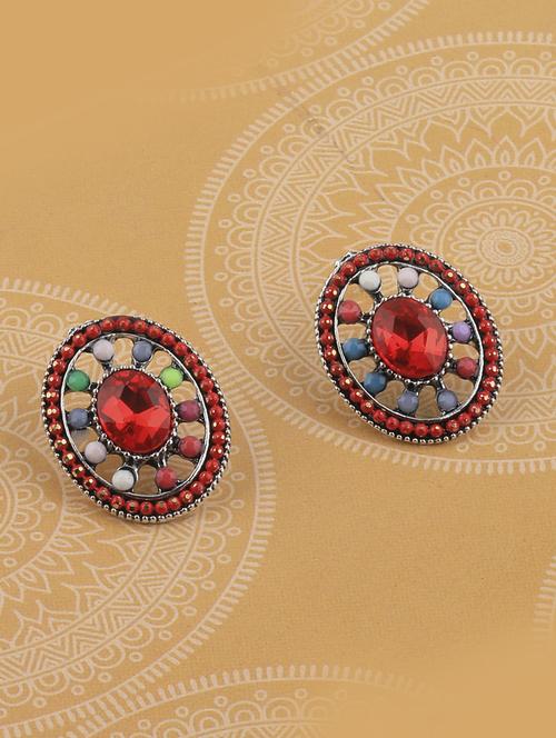 red metal studs earring - 17194483 -  Standard Image - 0