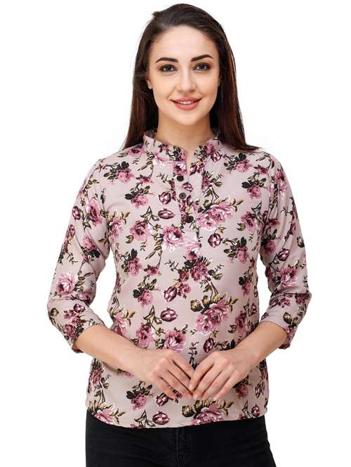 women's straight mandarin neck top - 17194581 -  Standard Image - 0