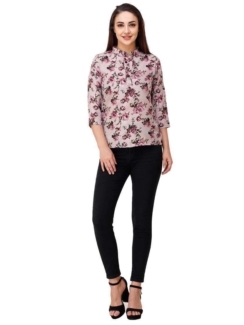 women's straight mandarin neck top - 17194581 -  Standard Image - 3