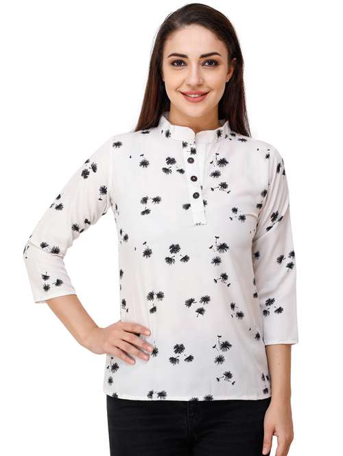 women's straight mandarin neck top - 17194583 -  Standard Image - 0