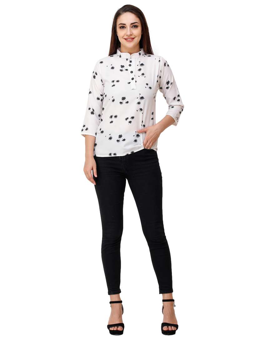 women's straight mandarin neck top - 17194583 - Standard Image - 3
