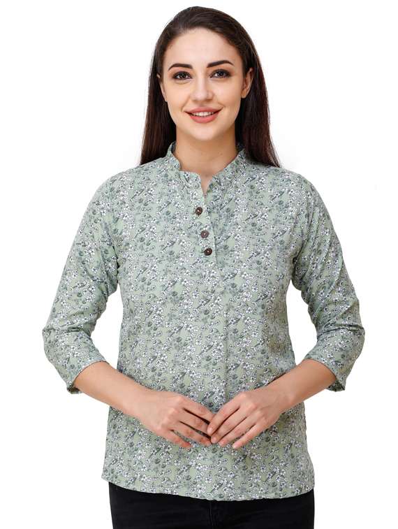 women's straight mandarin neck top