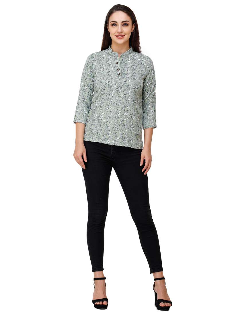 women's straight mandarin neck top - 17194584 -  Standard Image - 3