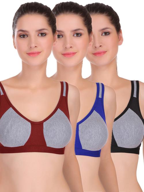 set of 3 color block sports bra - 17194775 - Standard Image - 0