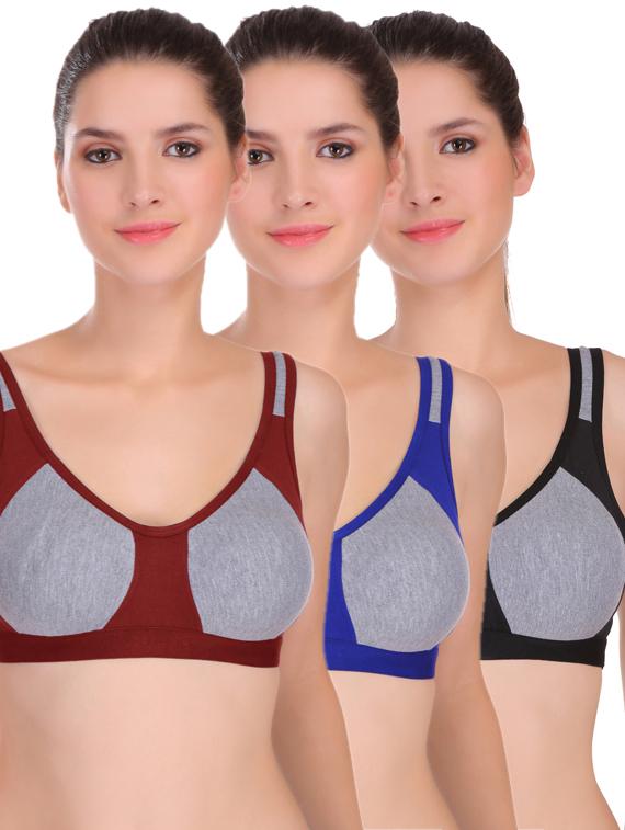 set of 3 color block sports bra - 17194775 - Zoom Image - 0