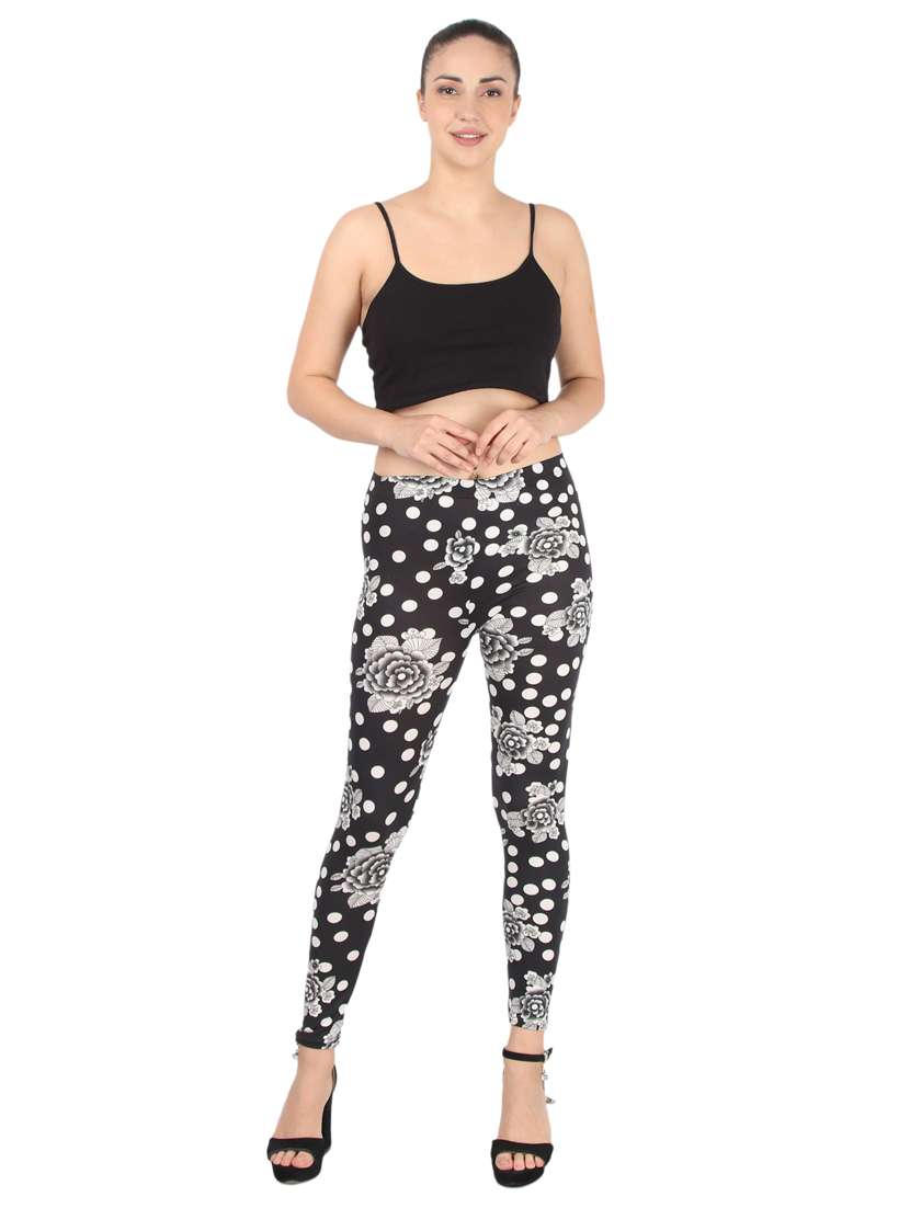 black cotton blend leggings - 17196210 - Standard Image - 3