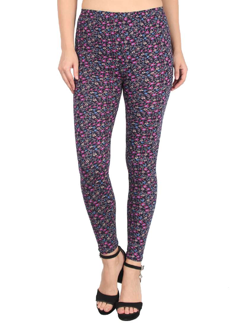 black cotton blend leggings