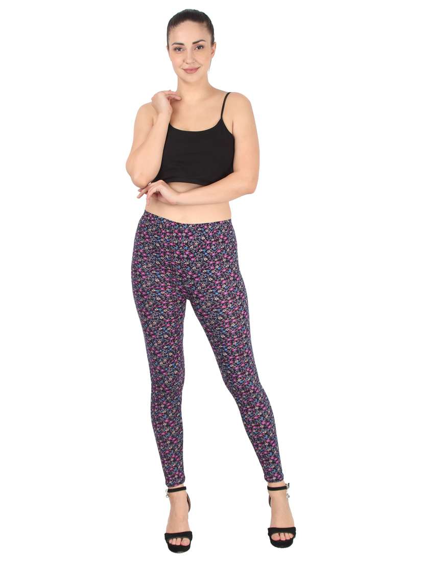 black cotton blend leggings - 17196211 -  Standard Image - 3