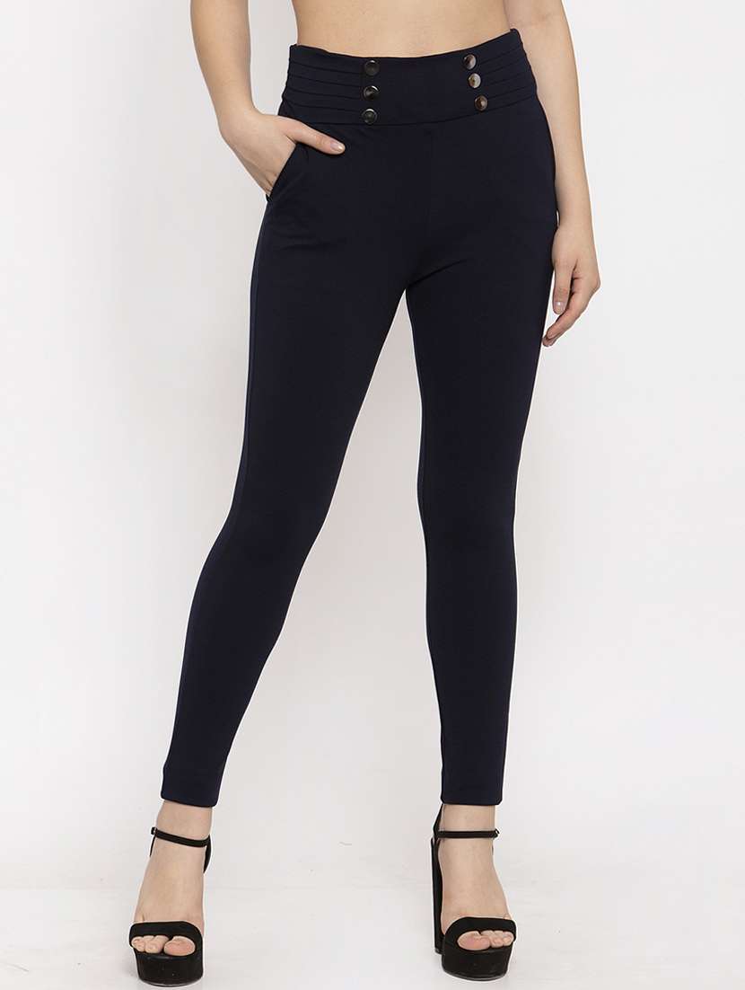 Navy Blue Poly Spandex Jeggings