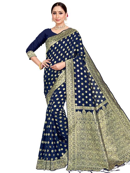self design banarasi saree with blouse - 17199116 - Standard Image - 0