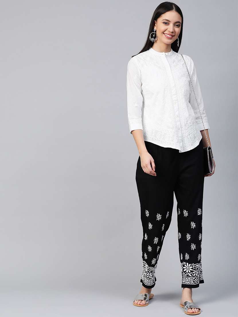 ada hand-embroidered white chikankari shirt - 17199264 -  Standard Image - 3