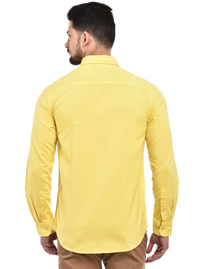 Yellow Solid Casual Shirt