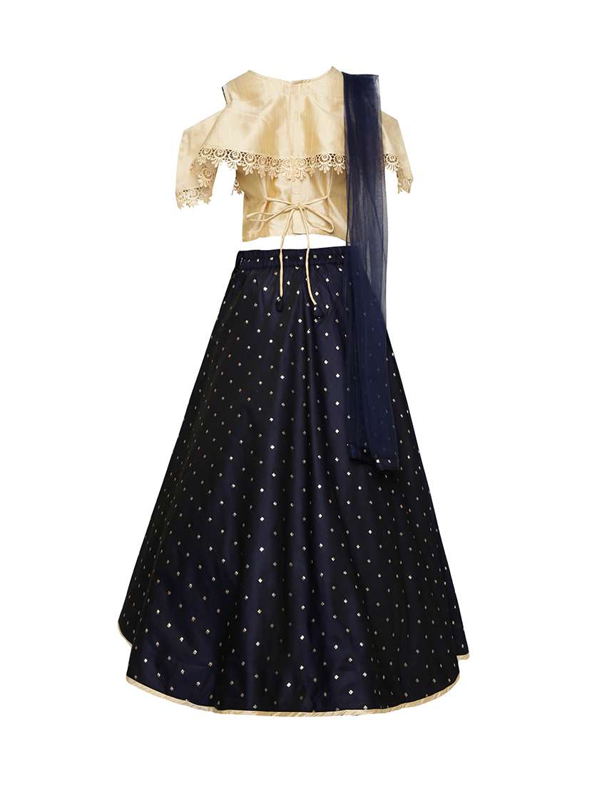navy blue silk blend lehenga choli - 17202128 -  Standard Image - 3