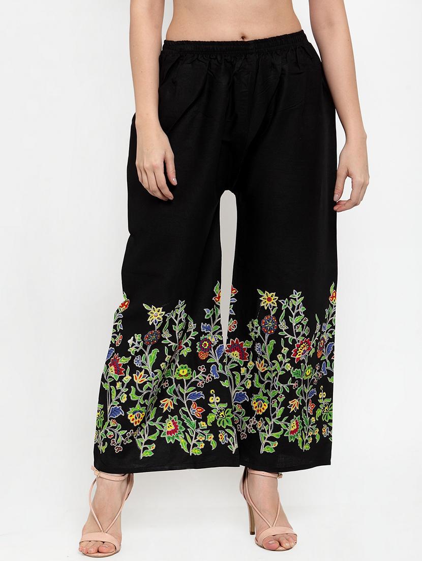 embroidered straight palazzo - 17203024 - Zoom Image - 0