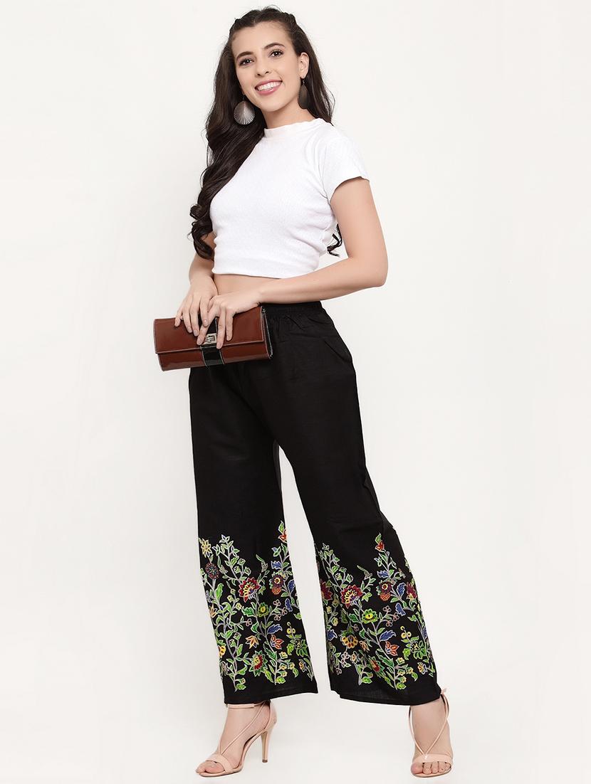embroidered straight palazzo - 17203024 - Standard Image - 3