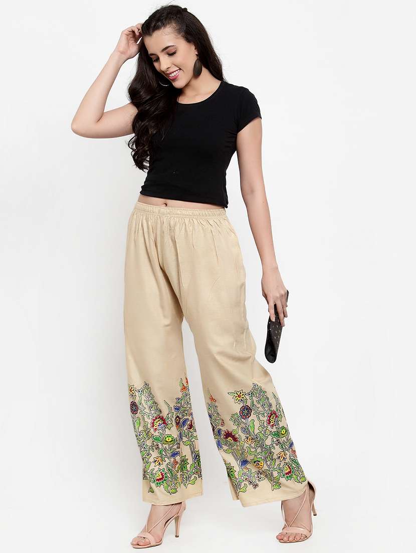 embroidered straight palazzo - 17203025 -  Standard Image - 3