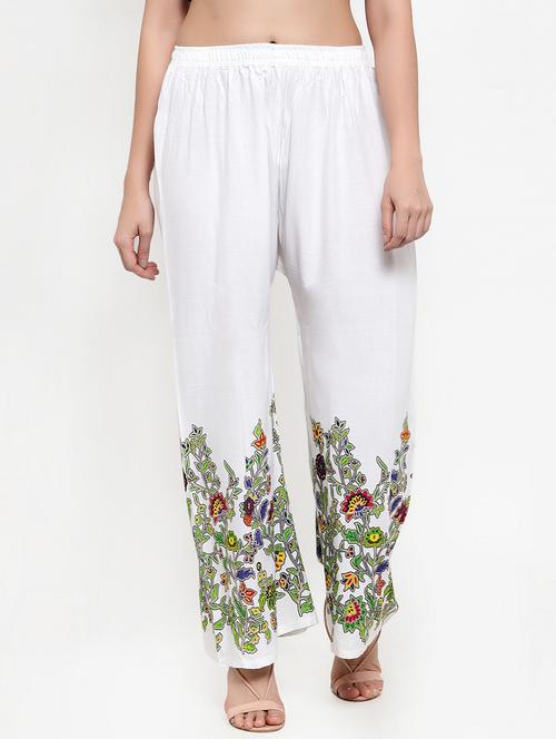 embroidered straight palazzo - 17203027 - Standard Image - 0