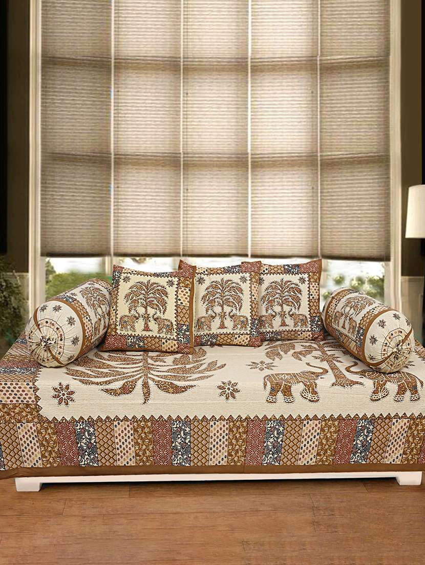  cotton jaipuri print diwan set (pack of 6)