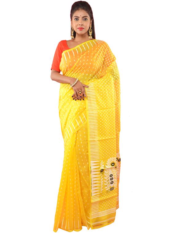self design jamdani saree - 17205294 -  Zoom Image - 0