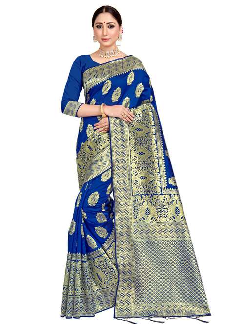 ethnic motifs banarasi saree with blouse - 17206414 - Standard Image - 0
