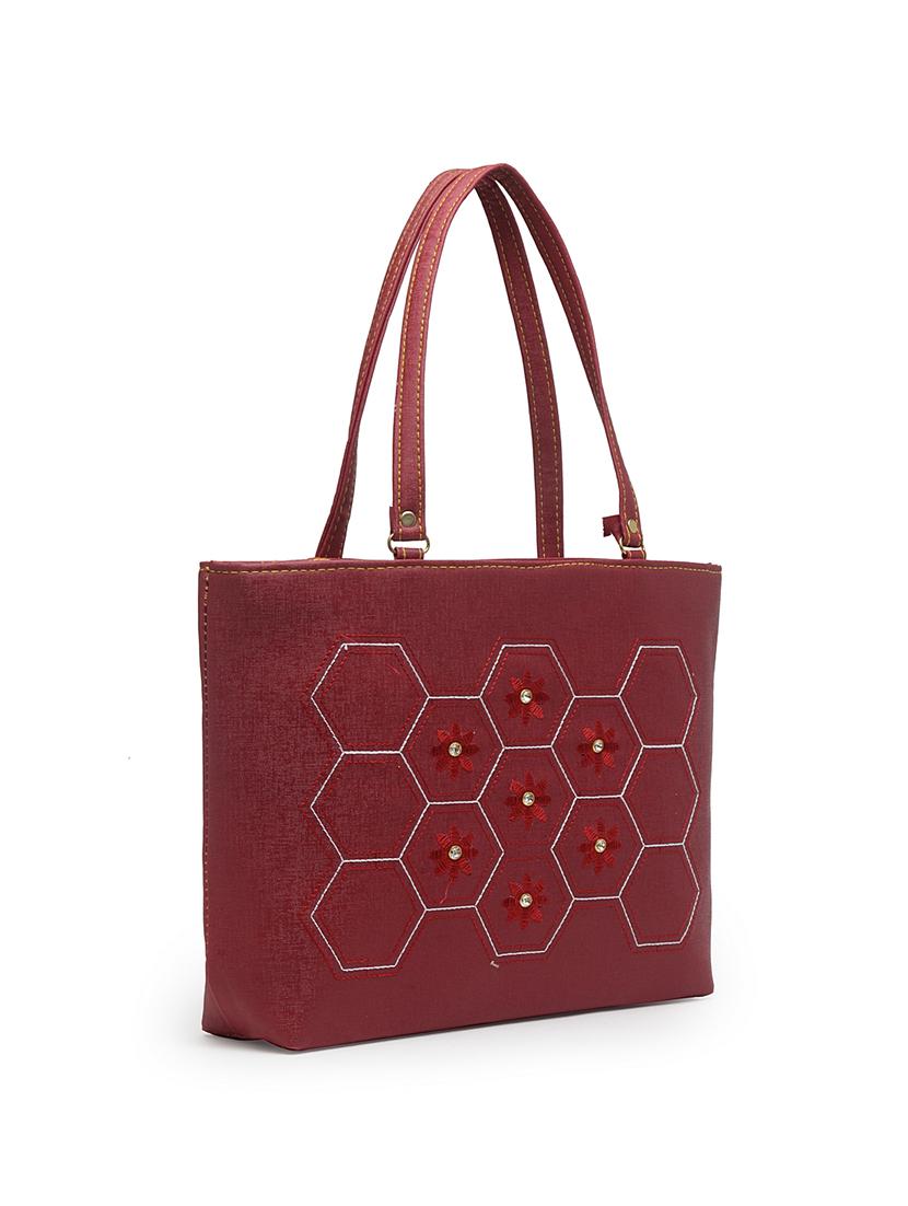 maroon leatherette (pu) handbag - 17207639 - Zoom Image - 0