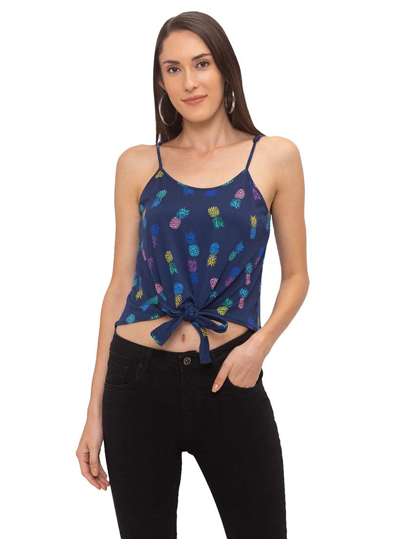 cami neck tie front top