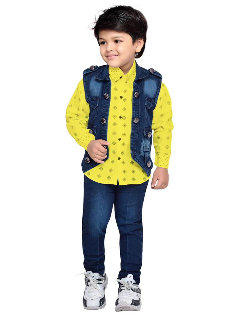 yellow cotton full length sets twin & dungree - 17209683 - Zoom Image - 0
