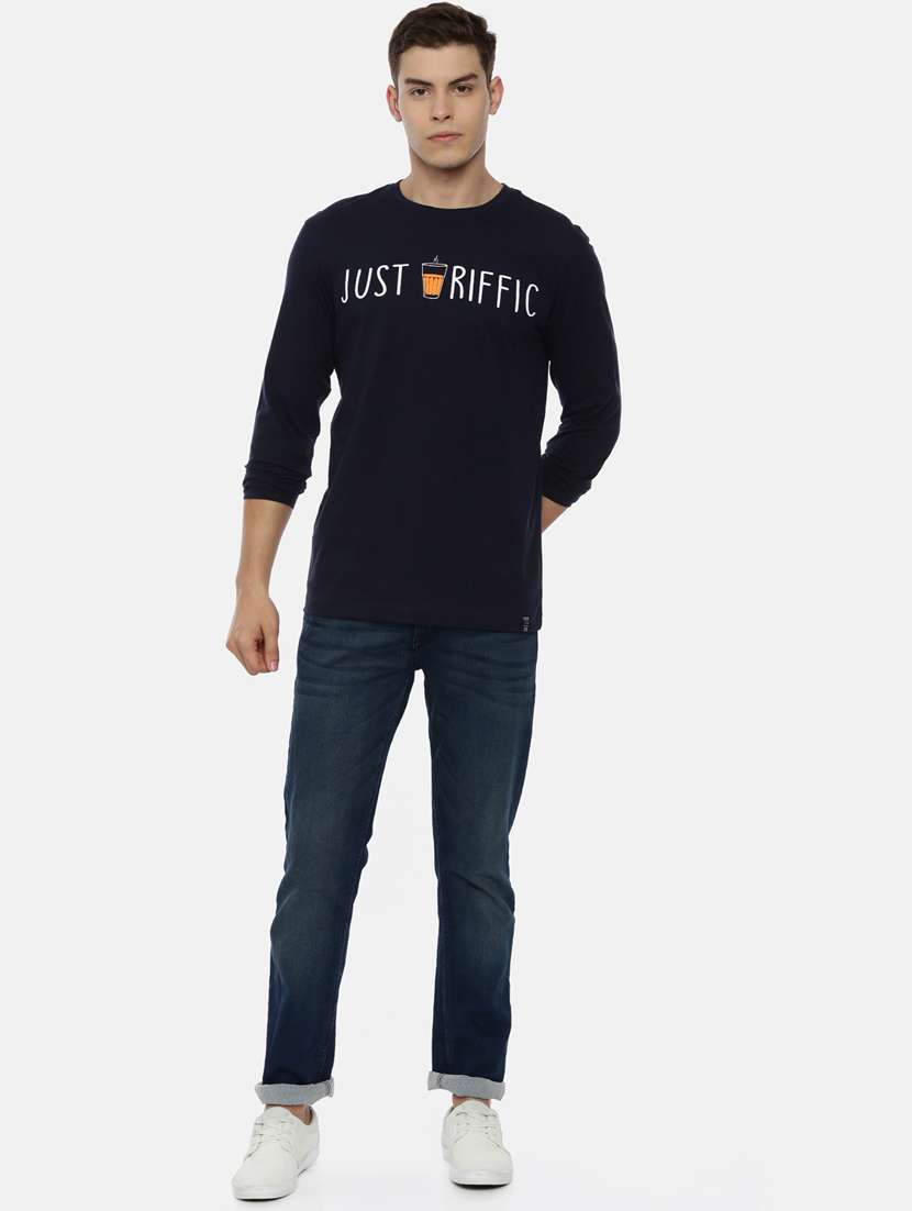 navy blue chest print t-shirt - 17209692 -  Standard Image - 3