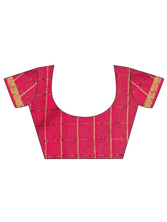 women's checks pink colored saree with blouse - 17210831 -  Standard Image - 3