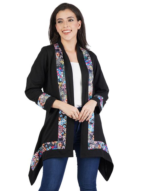 floral lace detailed lasymmetric shrug - 17212455 - Standard Image - 0