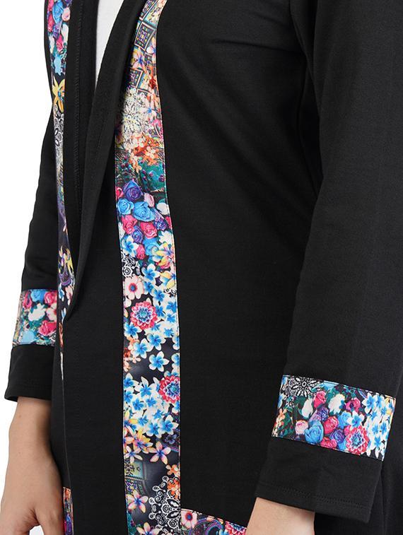 floral lace detailed lasymmetric shrug - 17212455 - Standard Image - 3