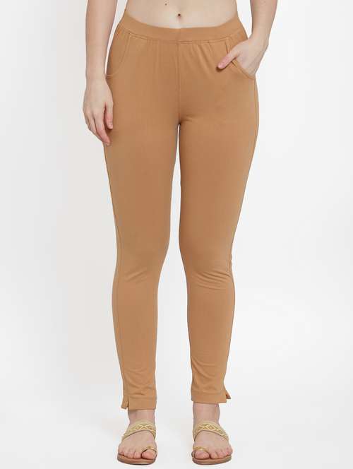 beige solid ankle length legging - 17215981 -  Standard Image - 0