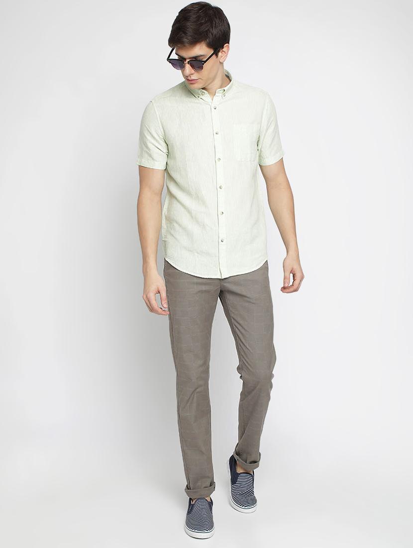 green striped cotton linen casual shirt - 17218945 - Standard Image - 3