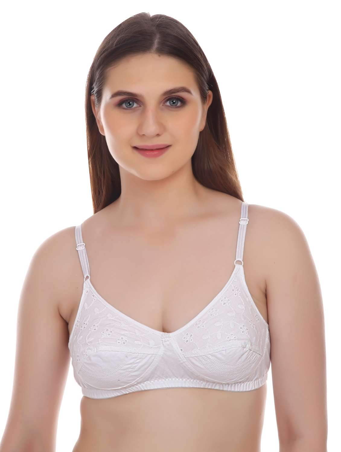 white cotton blend regular bra