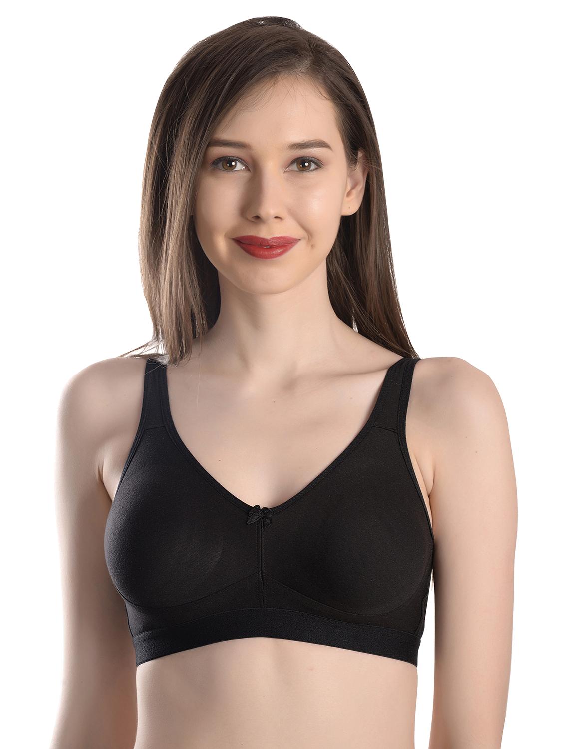 black cotton blend regular bra - 17219044 -  Zoom Image - 0