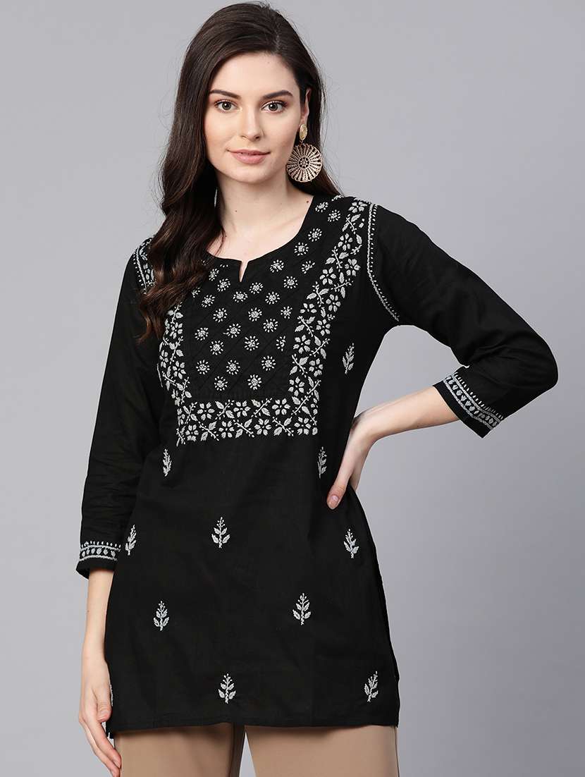 women black chikankari kurti - 17219225 -  Zoom Image - 0