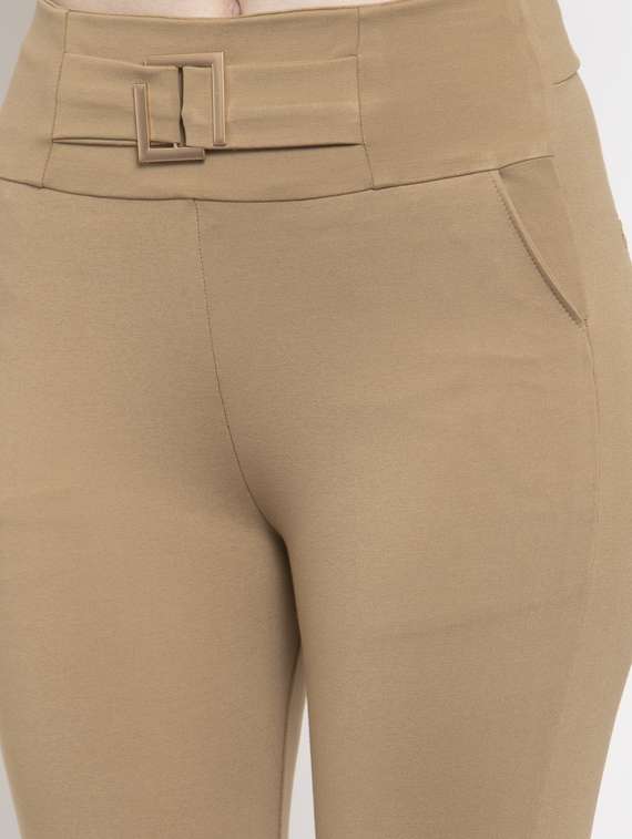 High Rise Buckle Detail Jeggings 