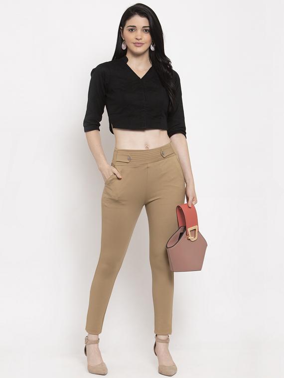 high rise button detail jeggings - 17220227 - Standard Image - 3