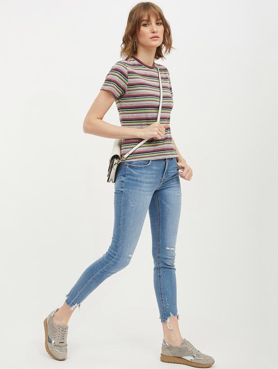 round neck striped tee - 17221679 - Standard Image - 3