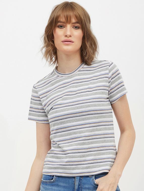 round neck striped tee - 17221684 - Zoom Image - 0