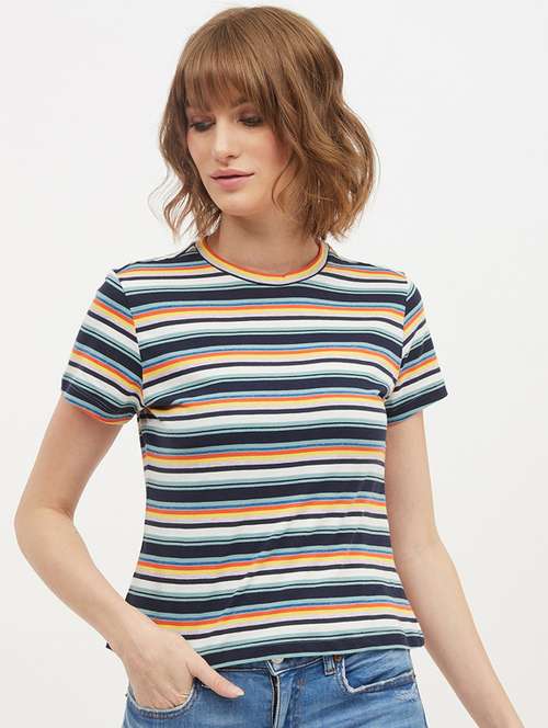 round neck striped tee - 17221689 - Standard Image - 0