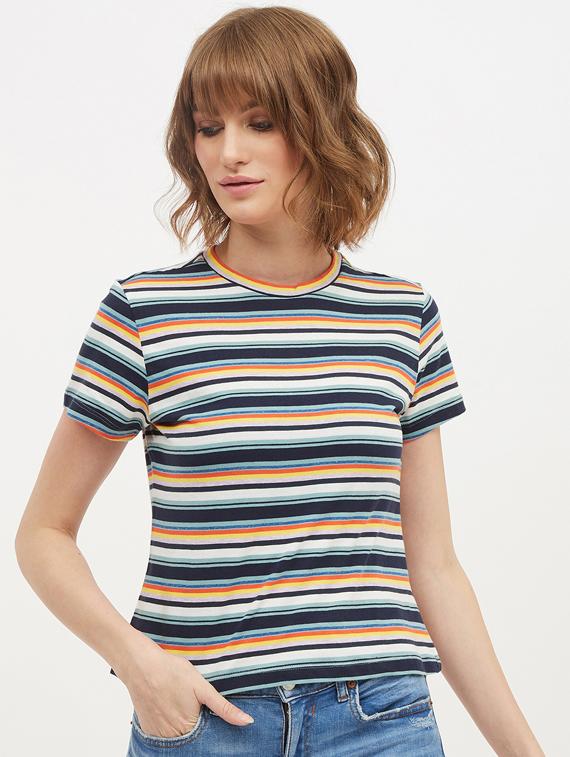 round neck striped tee - 17221689 - Zoom Image - 0