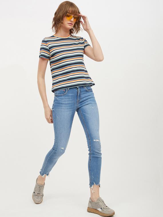 round neck striped tee - 17221689 - Standard Image - 3