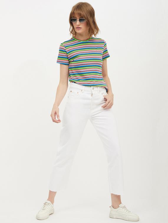 round neck striped tee - 17221692 - Standard Image - 3