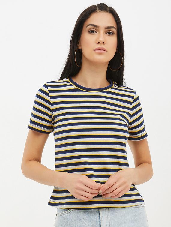 women's striped round neck t-shirt - 17221726 - Zoom Image - 0