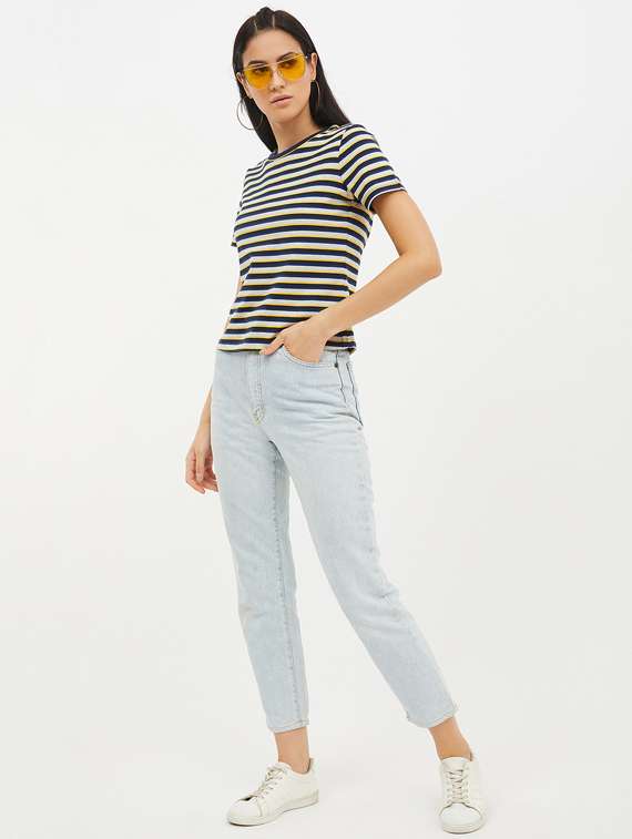 women's striped round neck t-shirt - 17221726 - Standard Image - 3