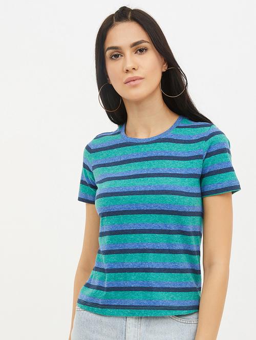 round neck striped tee - 17221727 - Standard Image - 0