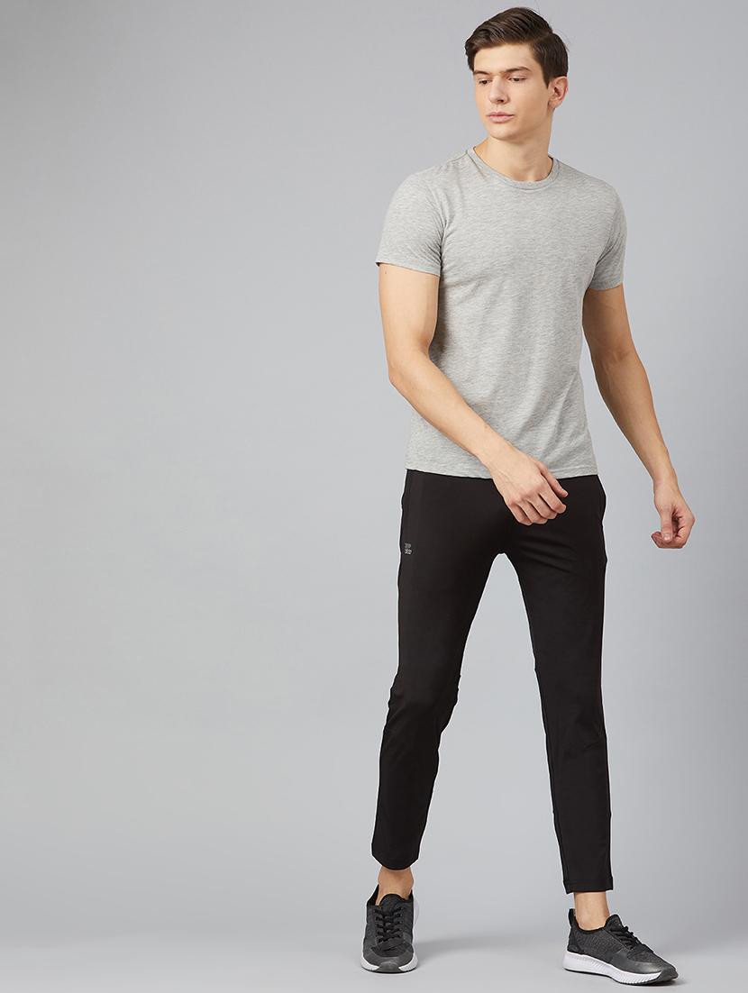black solid ankle length track pant - 17226063 - Standard Image - 3